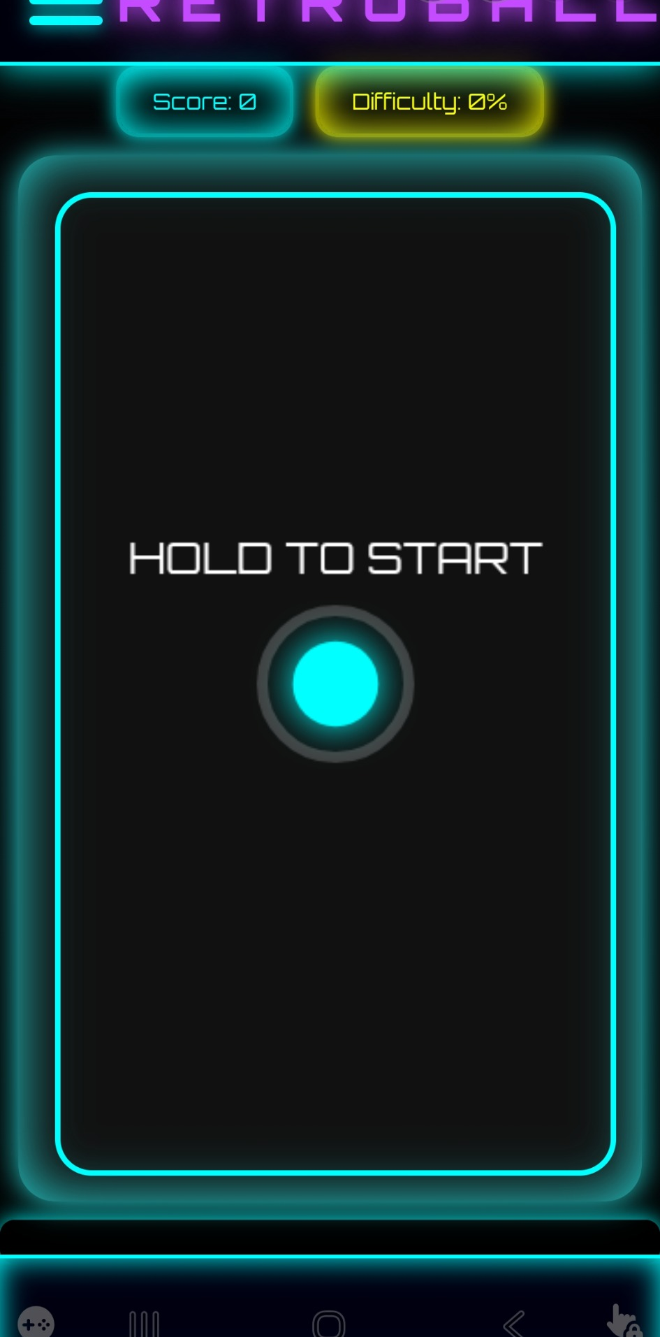 RetroBall Start Screen